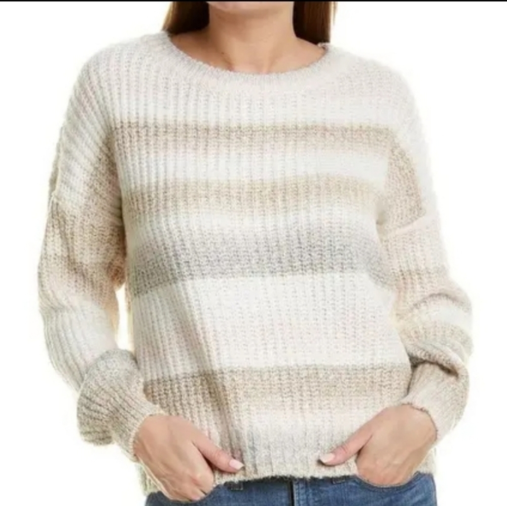 NEW Adyson Parker Striped Sweater Crewneck Ribbed Knit Drop Shoulder Pullover 2X